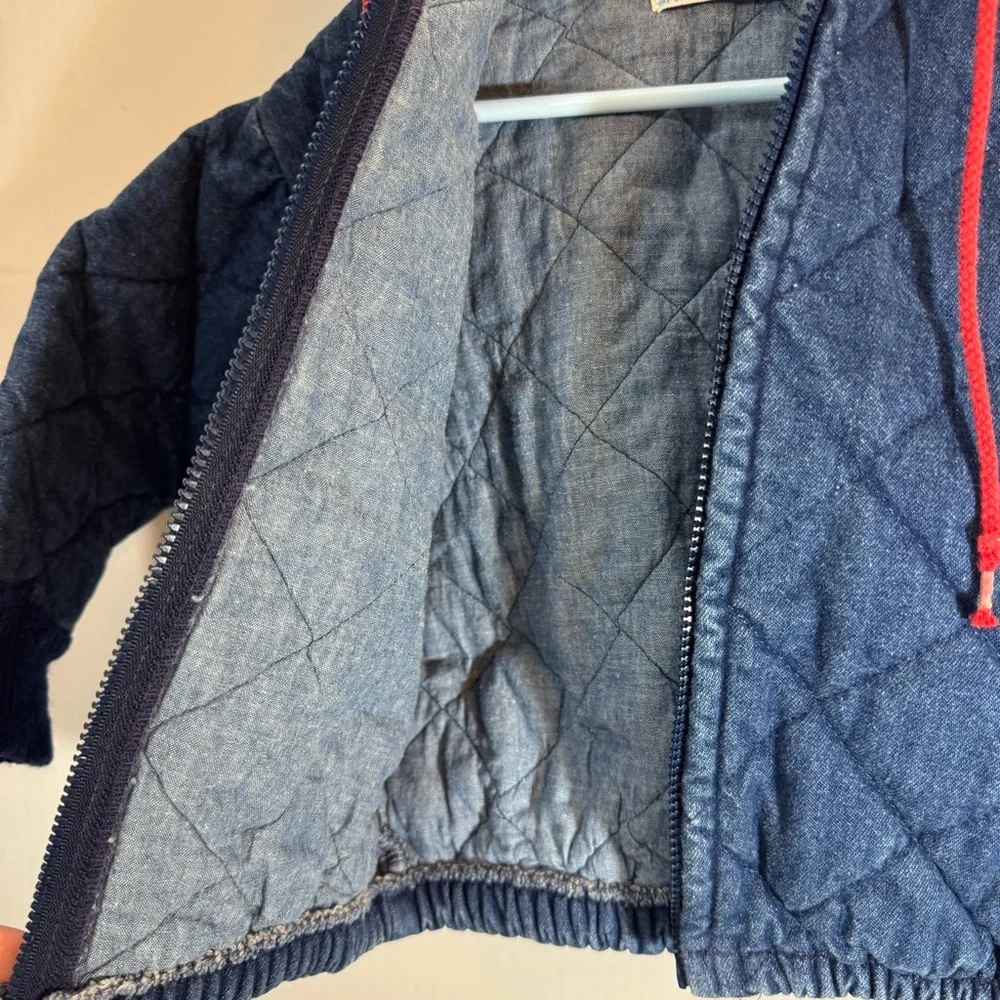 Vintage Oshkosh B'Gosh Denim Quilted Hooded‎ Jacket Size 24M